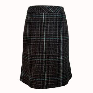 Windopane Plaid Wool Blend Skirt Size 14 Knee Length Lined Zipper By Chadwicks